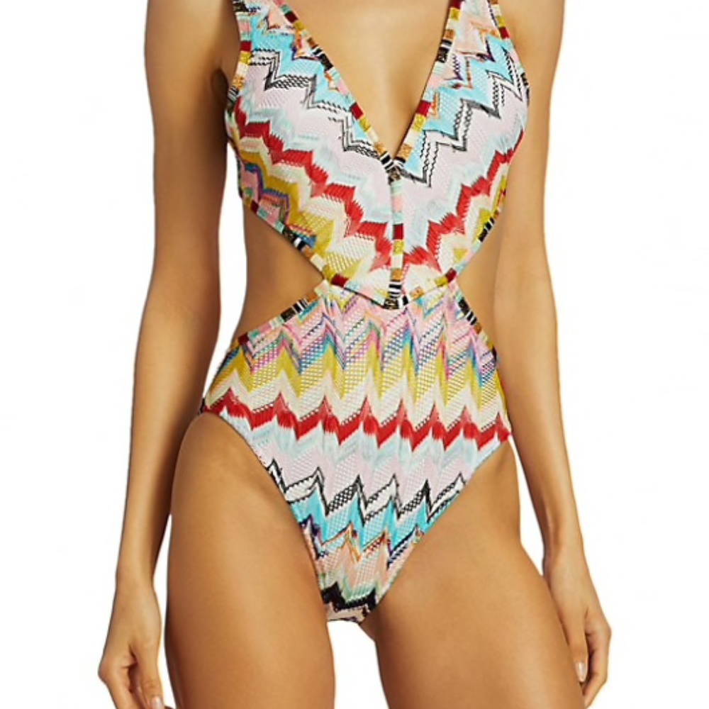 MISSONI MARE ZIG ZAG CUTOUT ONE PIECE SIZE 42 US SMALL
